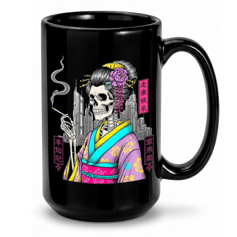 Cyberpunk Skull Kimono Art Mug