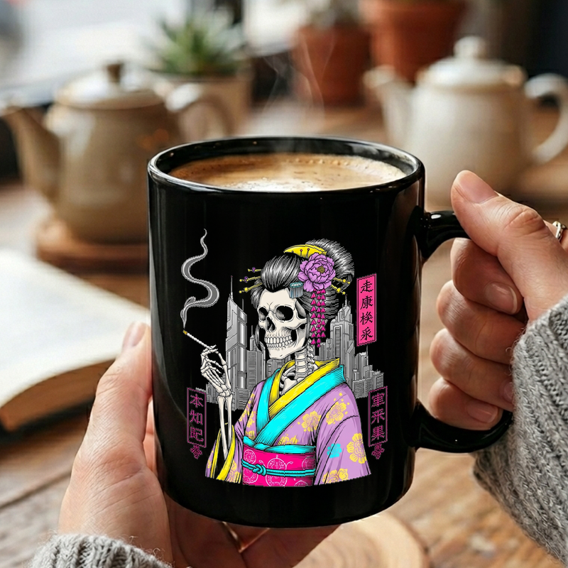 Cyberpunk Skull Kimono Art Mug