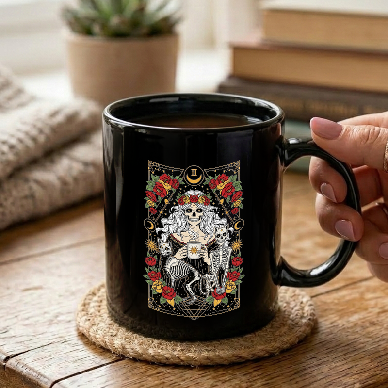 Skeleton Cat Lady Tarot Mug
