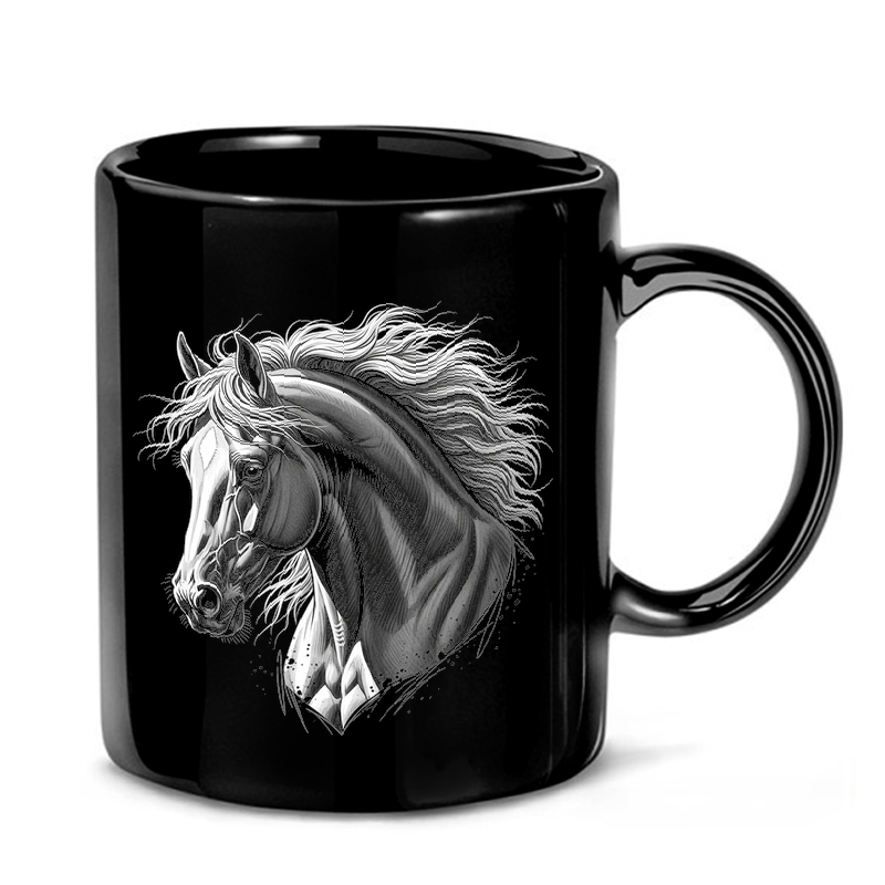 Grayscale Horse Head Art Mug