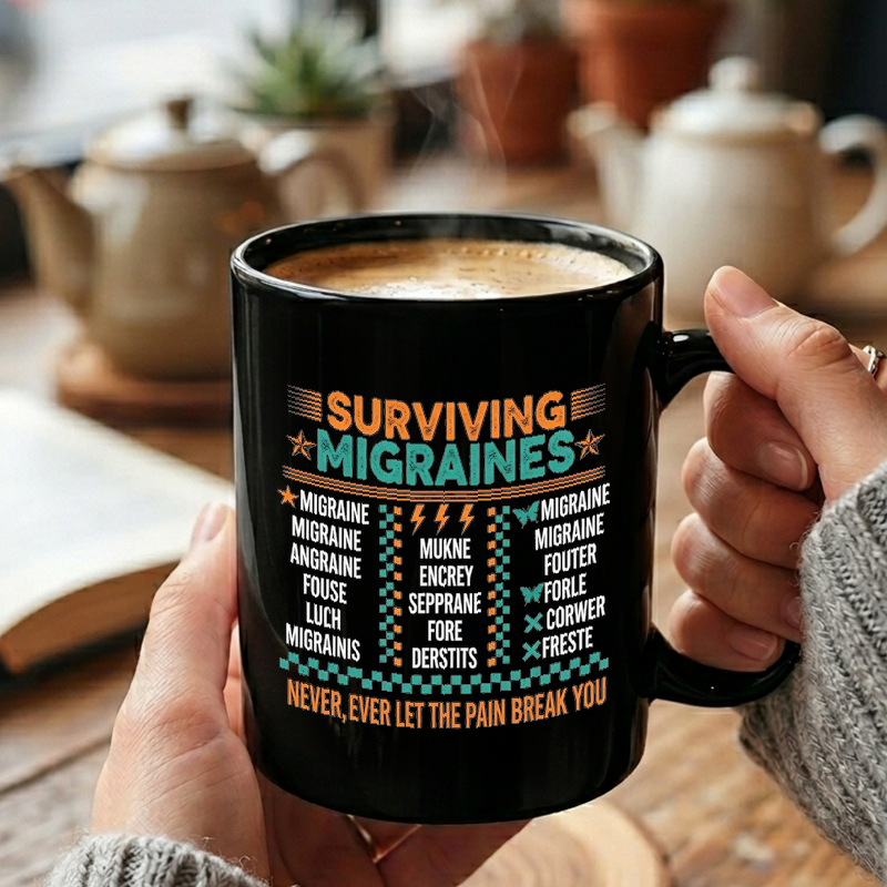 Migraine Awareness Typography Mug