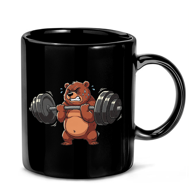 Weightlifting Bear Illustration Mug