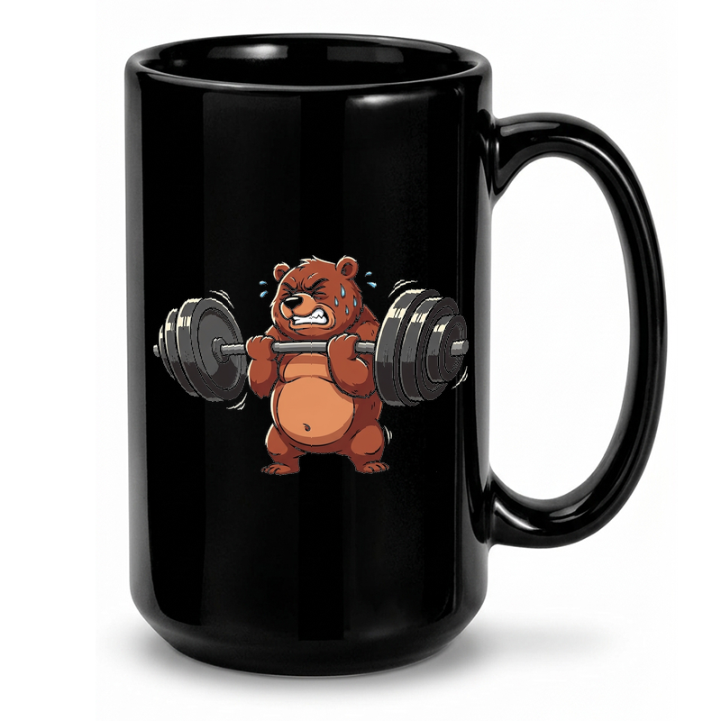 Weightlifting Bear Illustration Mug