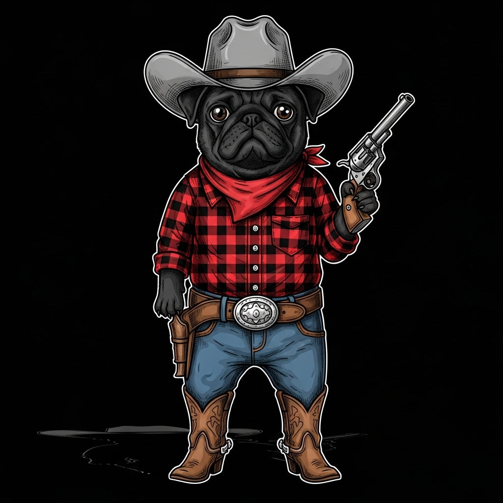Cowboy Pug Western Illustration Mug