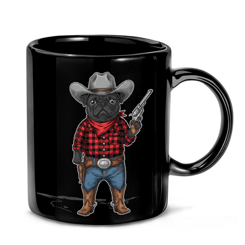 Cowboy Pug Western Illustration Mug