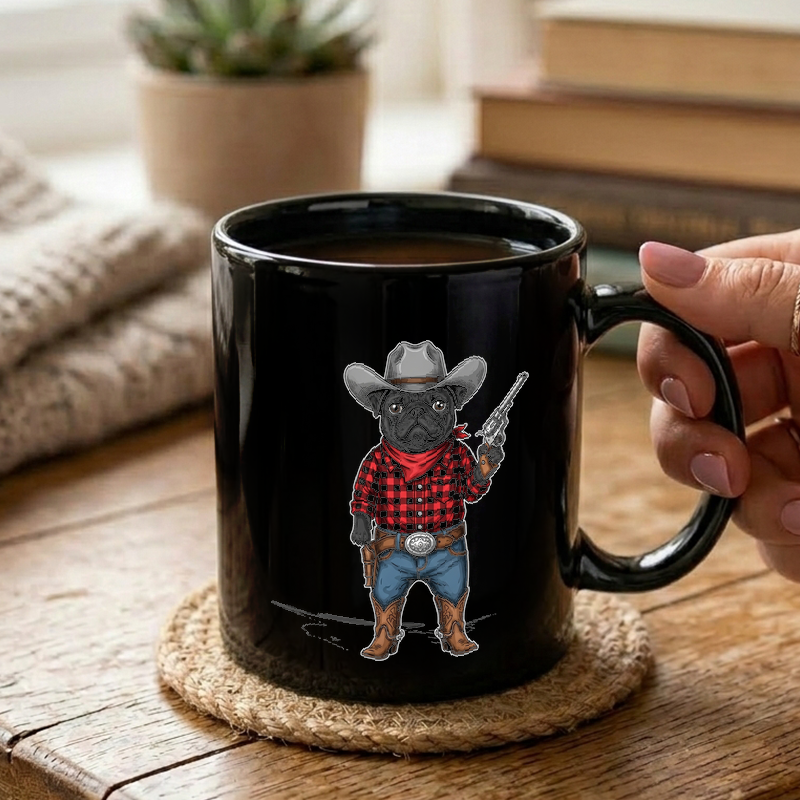 Cowboy Pug Western Illustration Mug