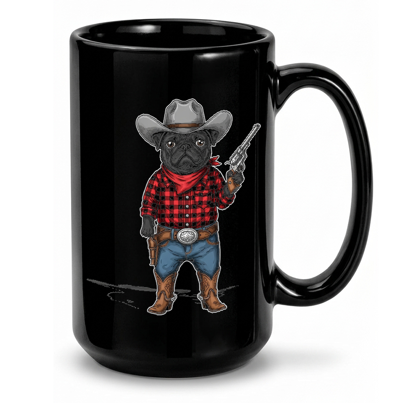 Cowboy Pug Western Illustration Mug