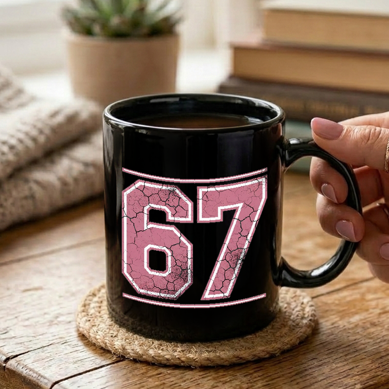 Vintage Pink Number 67 Mug