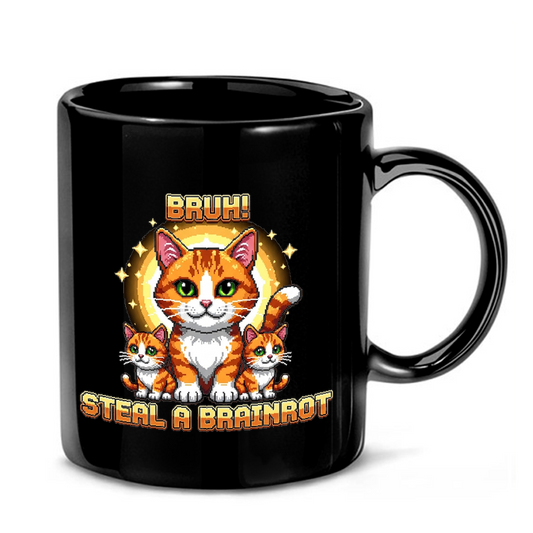 Pixel Cat Brainrot Design Mug