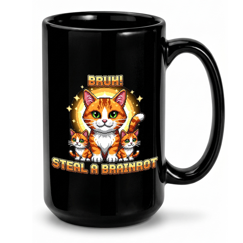 Pixel Cat Brainrot Design Mug