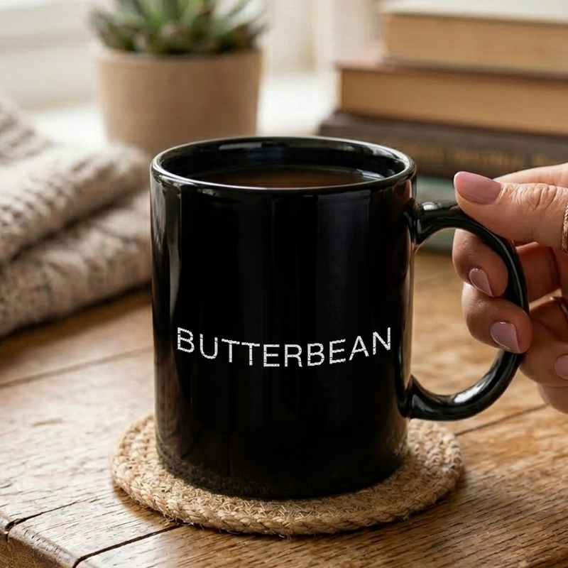 Distressed Butterbean Typography Mug