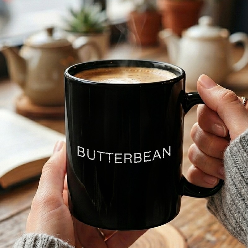 Distressed Butterbean Typography Mug