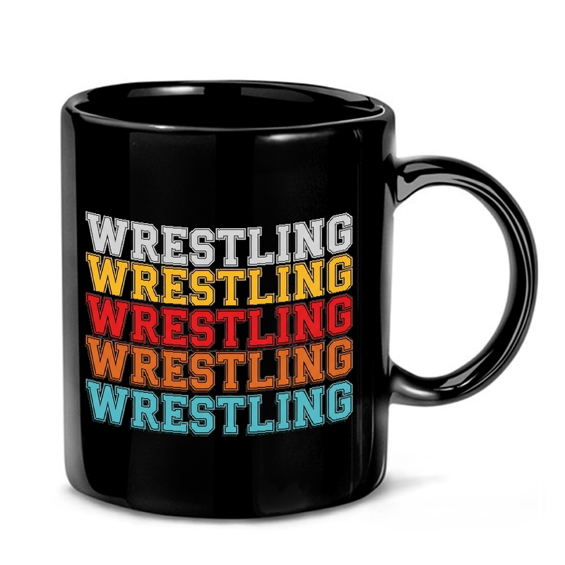 Layered Wrestling Text Graphic Mug