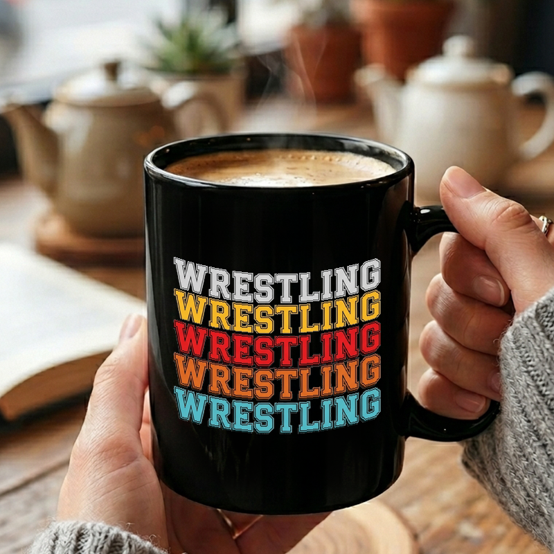 Layered Wrestling Text Graphic Mug