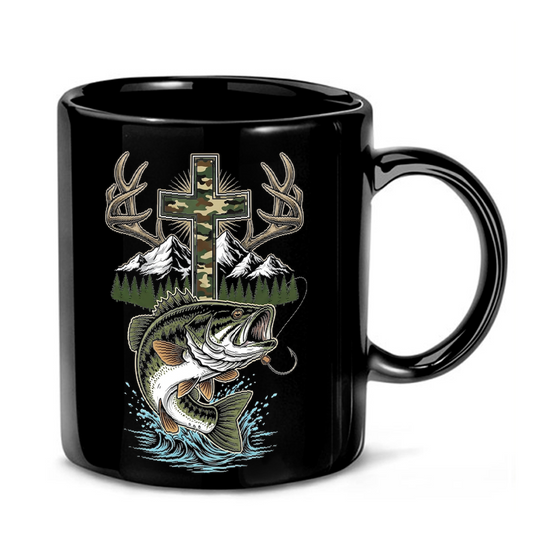 Camouflage Cross Fishing Bass Mug