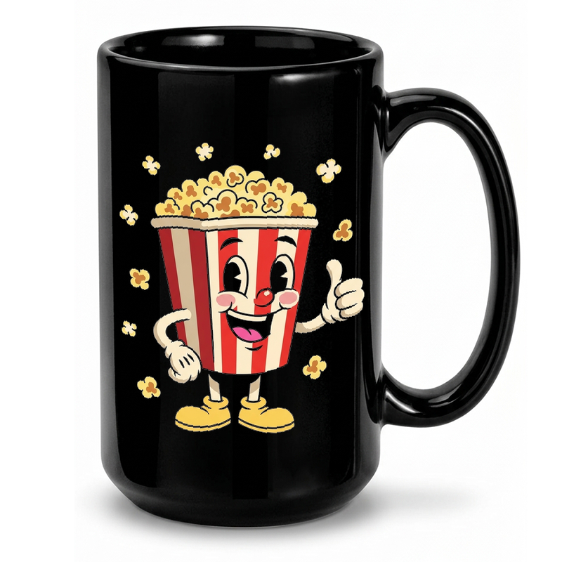 Retro Popcorn Mascot Cartoon Mug