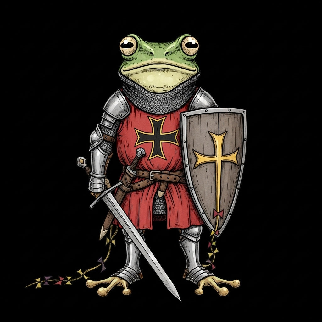 Medieval Knight Frog Illustration Mug