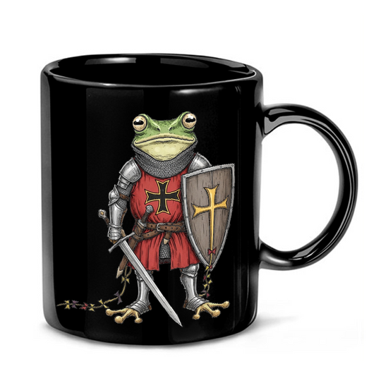 Medieval Knight Frog Illustration Mug