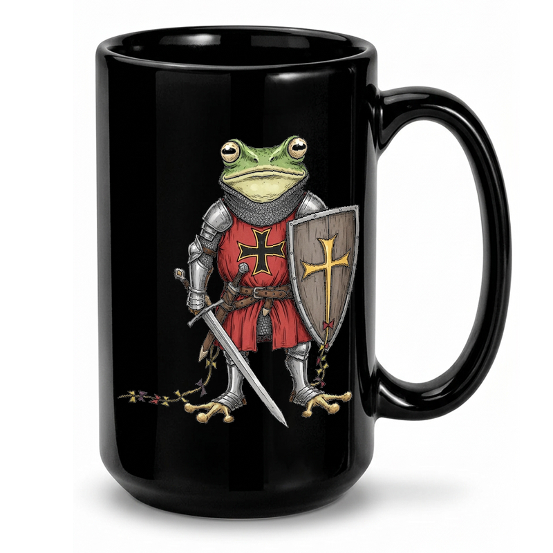 Medieval Knight Frog Illustration Mug