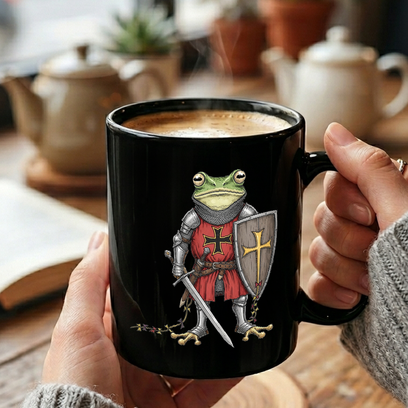 Medieval Knight Frog Illustration Mug