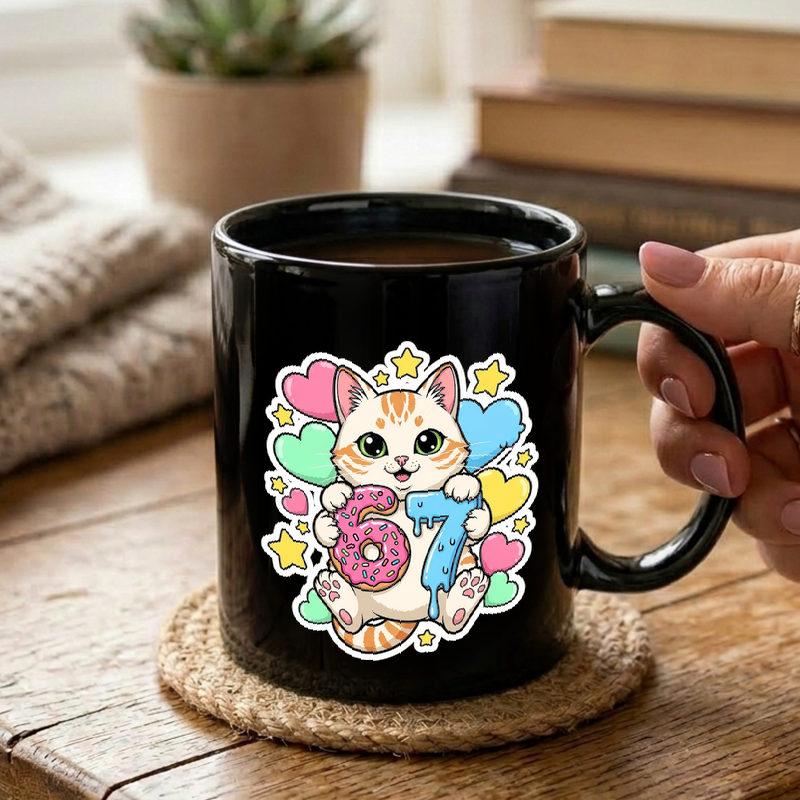 Cute Kitten Donut Ice Cream Mug