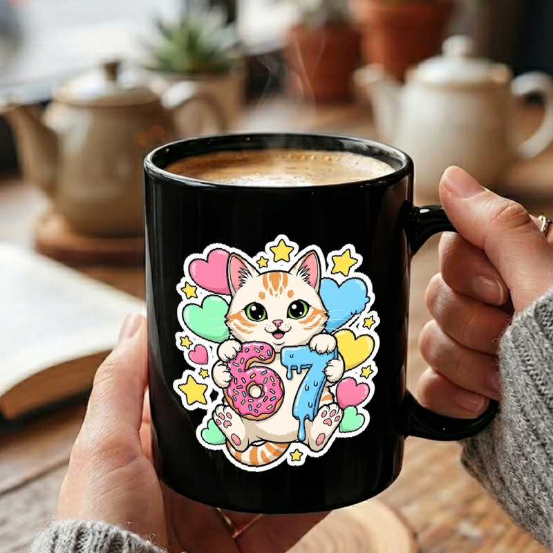 Cute Kitten Donut Ice Cream Mug