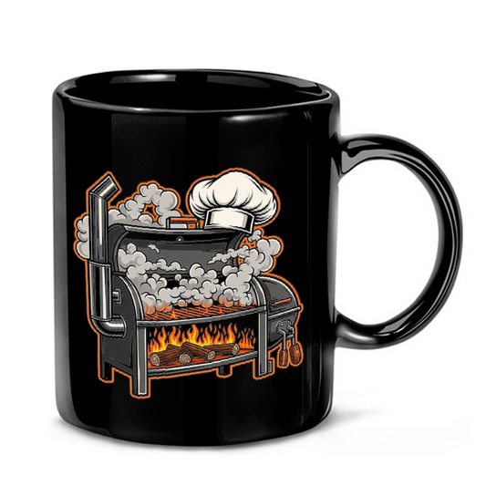 Vintage BBQ Smoker Illustration Mug