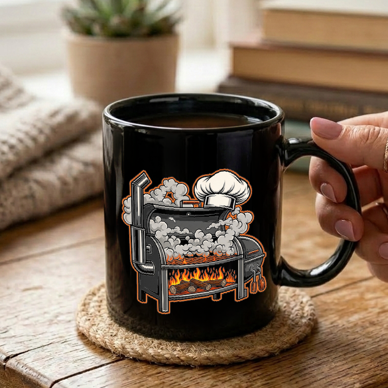Vintage BBQ Smoker Illustration Mug