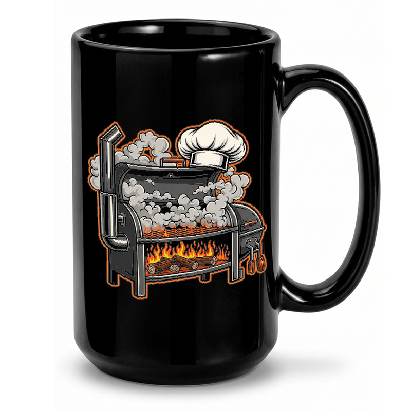 Vintage BBQ Smoker Illustration Mug