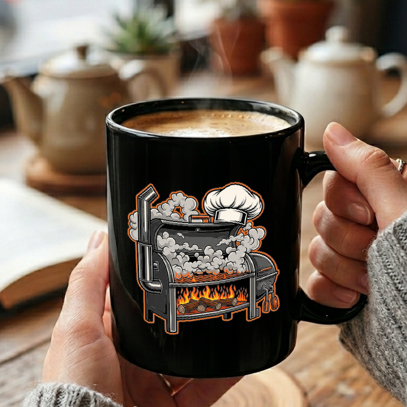 Vintage BBQ Smoker Illustration Mug