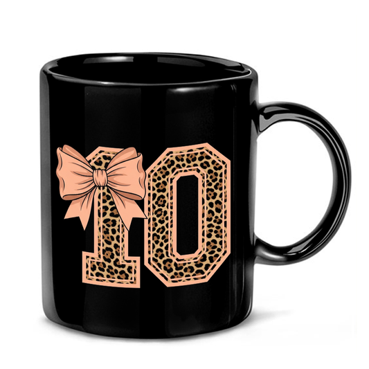 Leopard Print Number Ten Mug