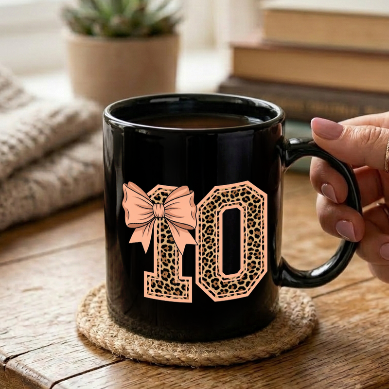 Leopard Print Number Ten Mug