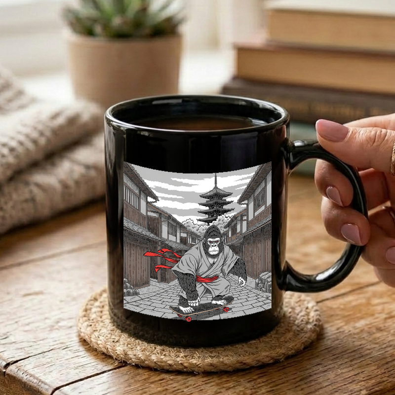 Gorilla Skateboard Ukiyo-e Art Mug