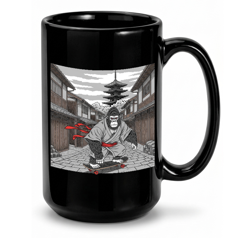 Gorilla Skateboard Ukiyo-e Art Mug