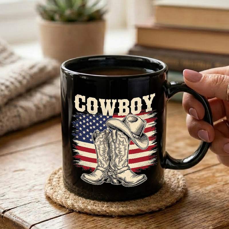 Distressed Cowboy Flag Graphic Mug