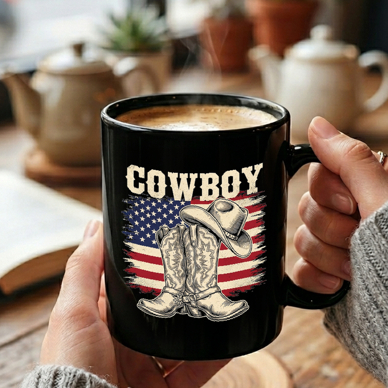 Distressed Cowboy Flag Graphic Mug