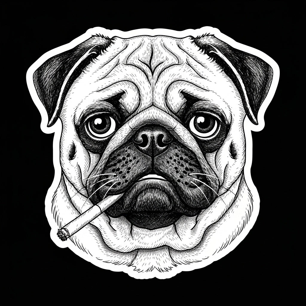Smoking Pug Vintage Illustration Mug