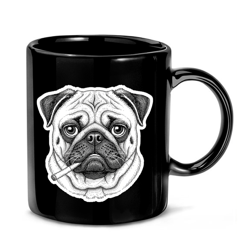 Smoking Pug Vintage Illustration Mug