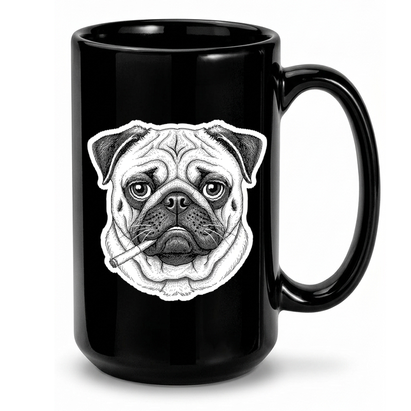Smoking Pug Vintage Illustration Mug