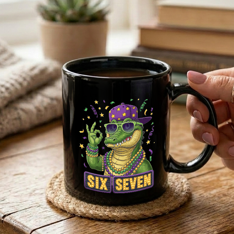 Mardi Gras Alligator Illustration Mug