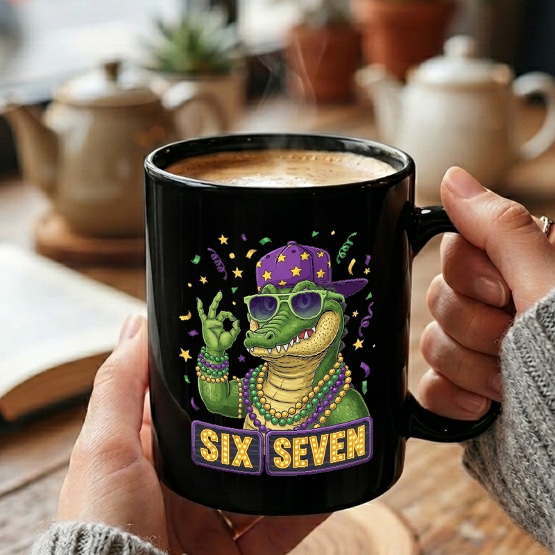 Mardi Gras Alligator Illustration Mug