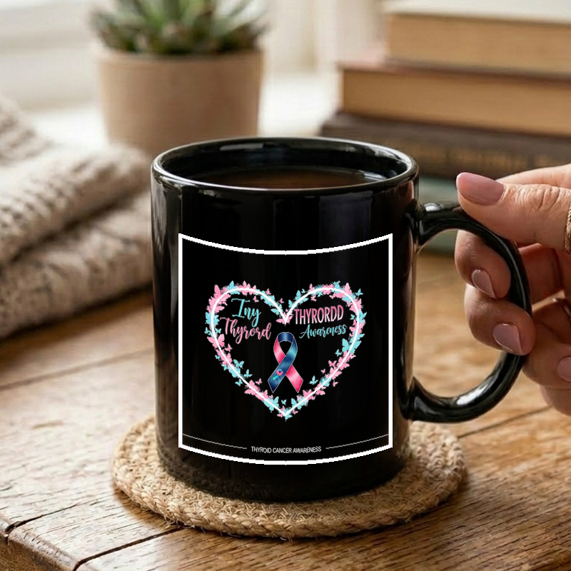Watercolor Heart Butterfly Ribbon Mug