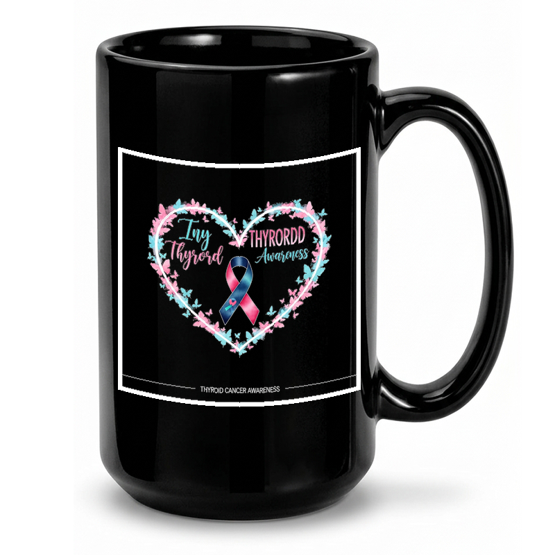 Watercolor Heart Butterfly Ribbon Mug