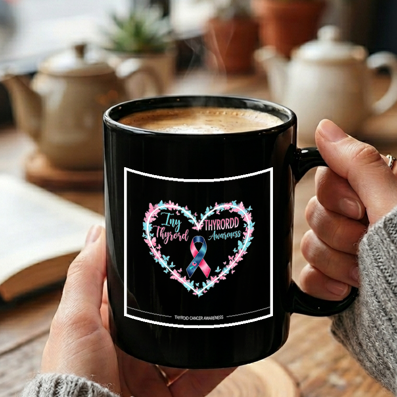 Watercolor Heart Butterfly Ribbon Mug