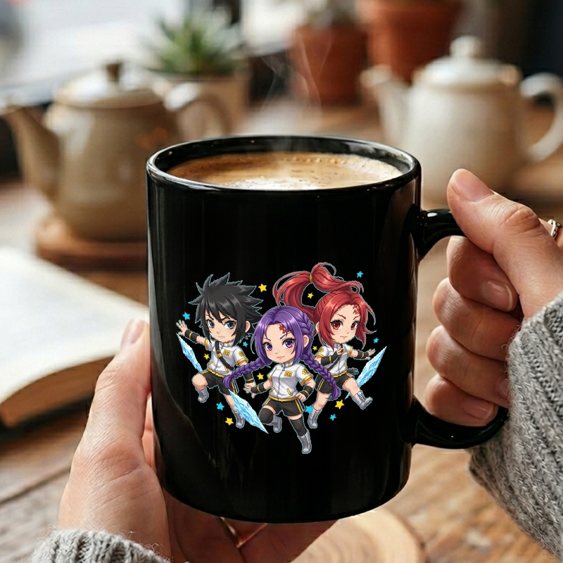 Vibrant Chibi K-Pop Demon Hunter Trio Art Mug