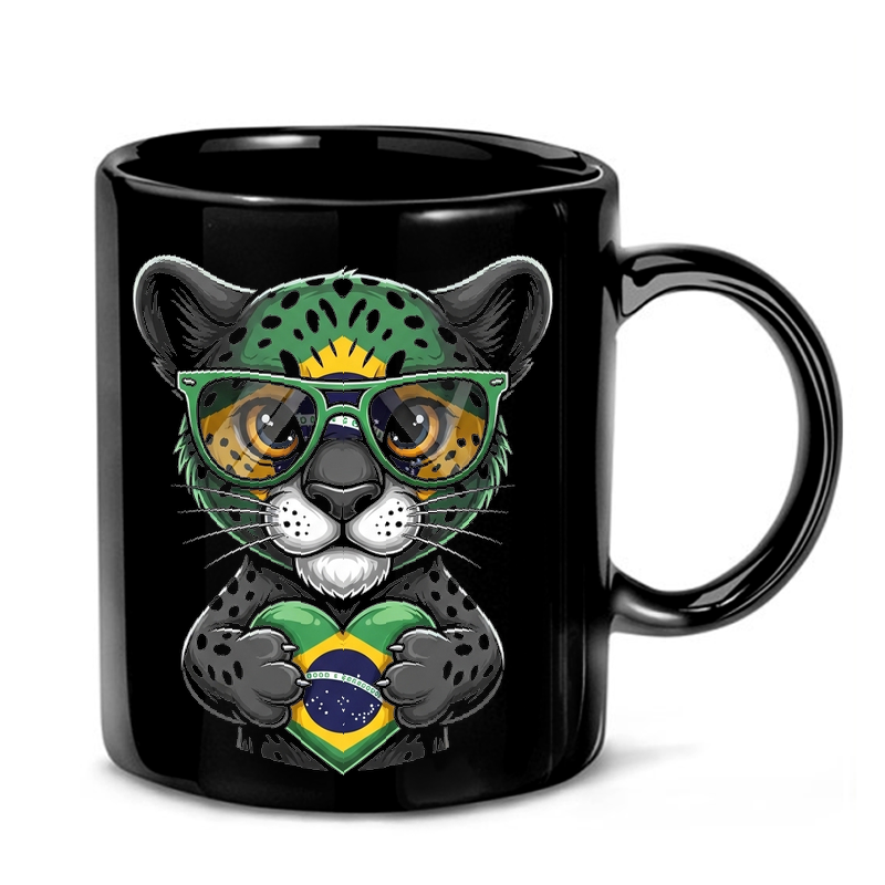 Brazilian Jaguar Patriotic Heart Mug