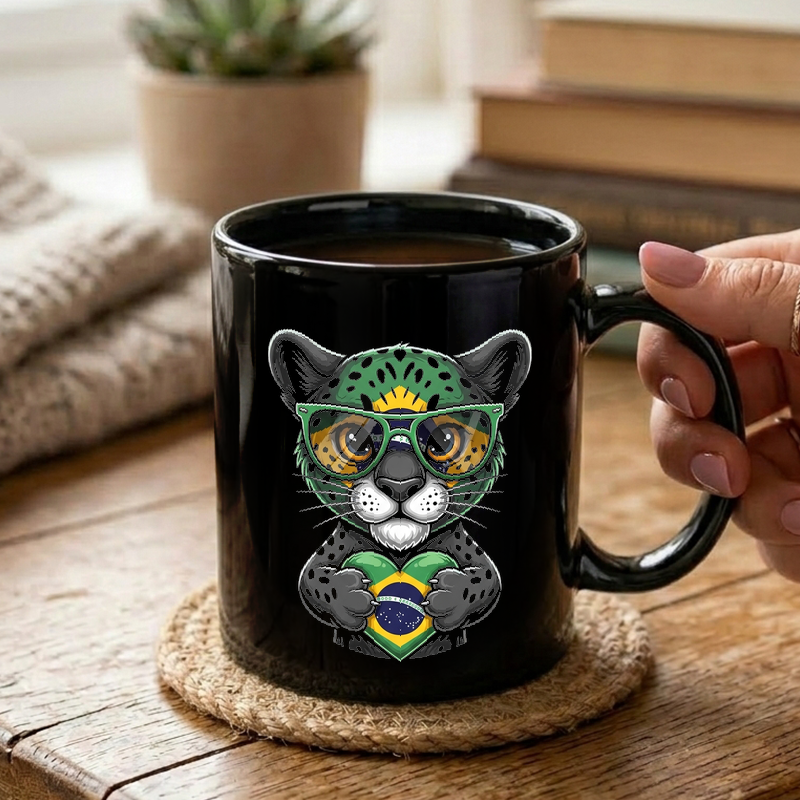 Brazilian Jaguar Patriotic Heart Mug