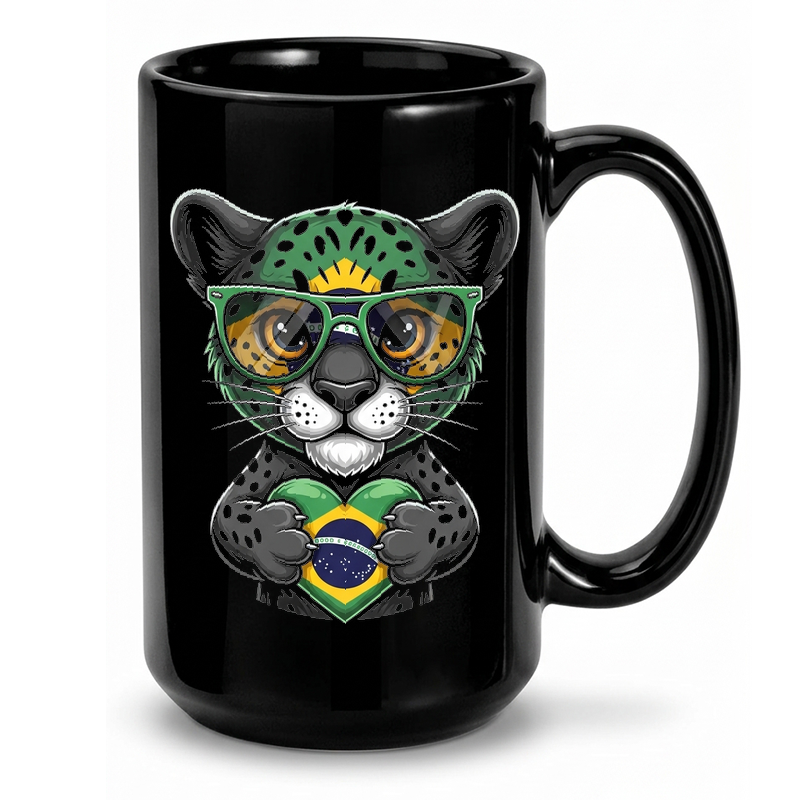 Brazilian Jaguar Patriotic Heart Mug