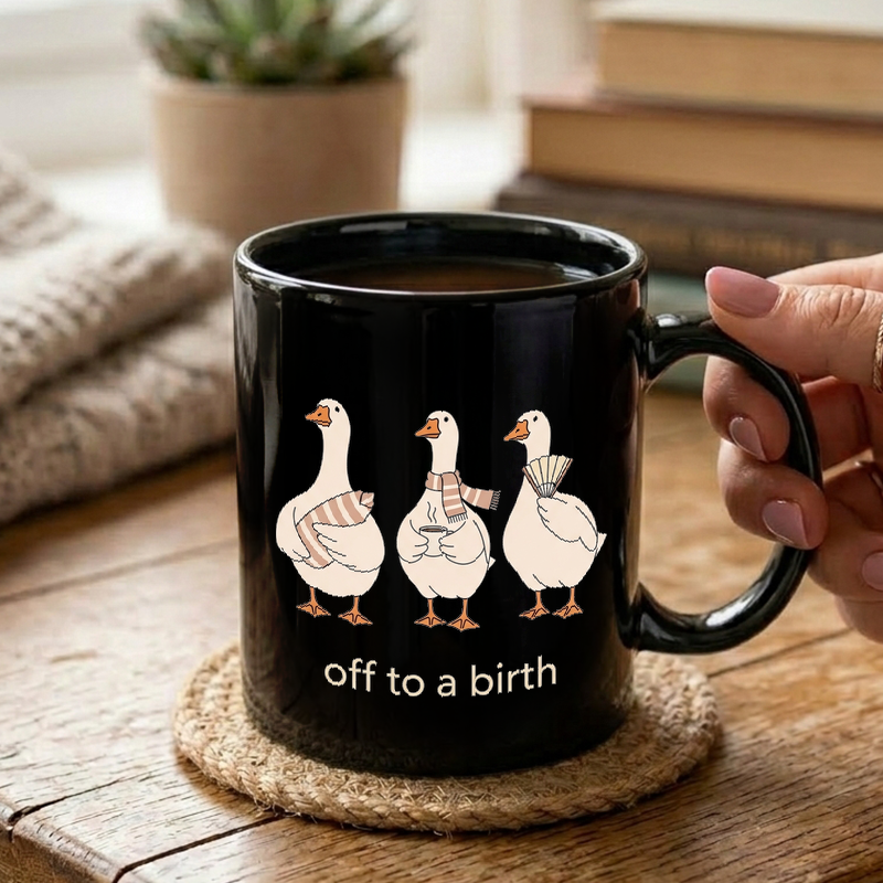 Whimsical Birth Goose Illustration Mug