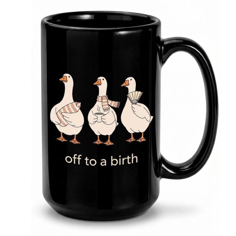 Whimsical Birth Goose Illustration Mug